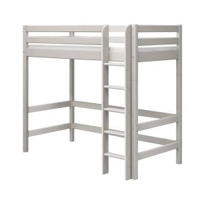 Cama alta con escalera recta pino macizo gris 90x200cm