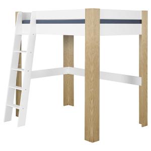Cama alta con escritorio y colchón natural  blanco y madera…