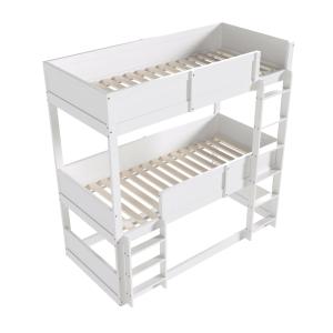 Cama alta de madera blanca de 90x200 cm con somier