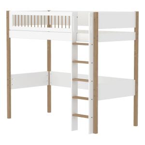Cama alta efecto madera blanca 90x200cm
