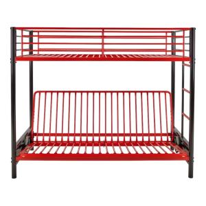 Cama alta metal negro, rojo 90 x 190 cm