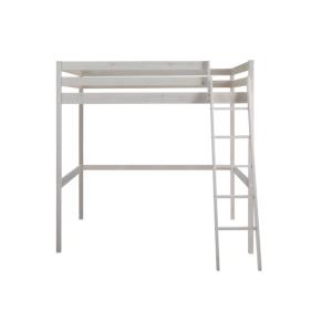 Cama alta pino blanco 140 x 190 cm