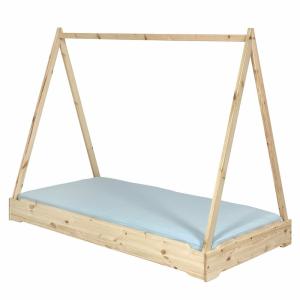 Cama apilable cabaña madera maciza  natural 90x190 cm