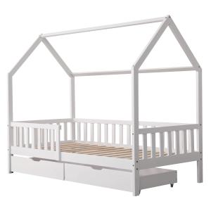 Cama cabaña infantil con cajones blanca 190x90cm