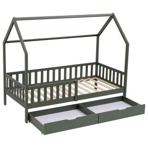 Cama cabaña infantil con cajones verde 190x90cm