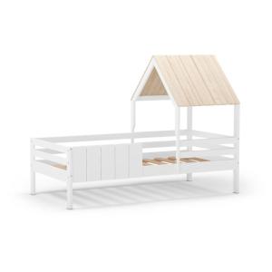 Cama cabaña madera, blanco, 201,2 x 151,8 x 114,1