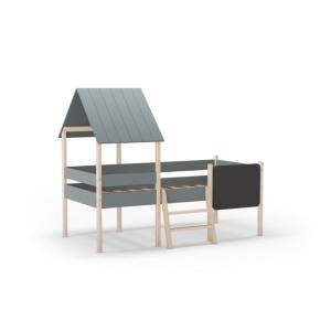 Cama cabaña madera, verde, 202 x 150 x 110