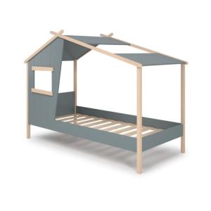 Cama cabaña madera, verde, 215,5 x 158,5 x 103