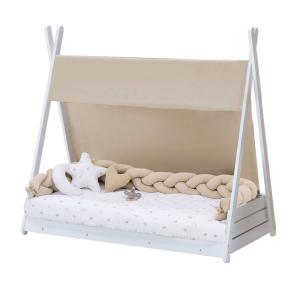 Cama cabaña Montessori blanca 70x140 cm   colchón   textil…