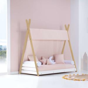 Cama cabaña Montessori madera 70x140 cm   colchón   textil…