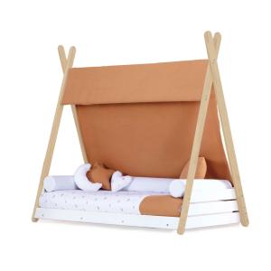 Cama cabaña montessori madera 70x140 cm con textil ariake