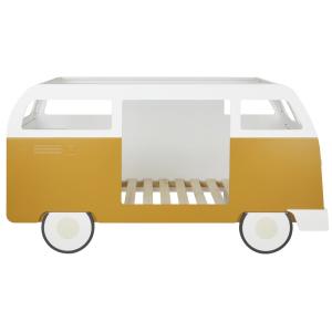 Cama caravana infantil de 90x190 en blanco y marrón