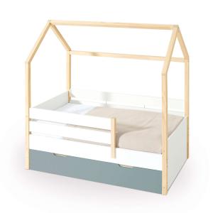 Cama-casita montessori 70x140 cm madera con cajones eucalip…