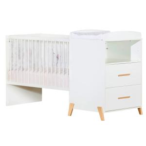 Cama combinada convertible de 120x60 a 90x190 en madera bla…