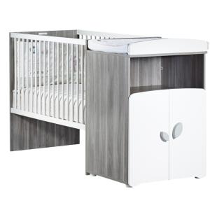 Cama combinada convertible de 120x60 a 90x190 en madera gris