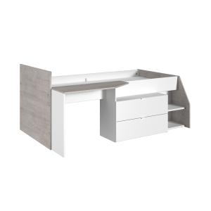 Cama combinado con escritorio y 2 cajones - 90x200 cm blanco