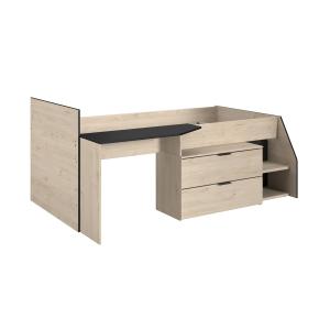 Cama combinado con escritorio y 2 cajones - 90x200 cm marró…