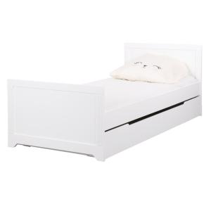 Cama con cajón madera maciza y mdf  blanco 90x190 cm