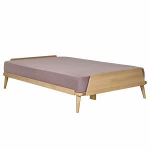 Cama con colchón madera maciza  natural 120x190 cm