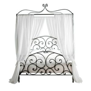 Cama con dosel 160 × 200 de acero marrón