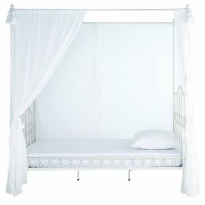Cama con dosel 90x190 de metal marfil