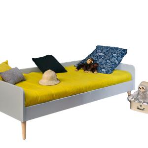 Cama con patas madera maciza  gris claro 90x190 cm