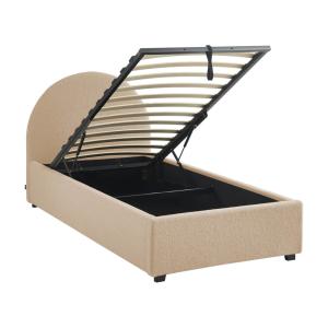 Cama con somier abatible y cabecero 90cm, acabado en borreg…