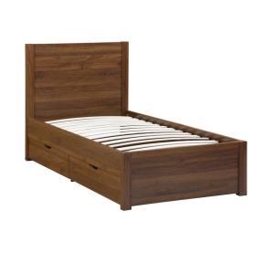 Cama con somier de láminas y cabecero, 90x190cm   4 cajones