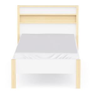 Cama de 90x190/200 cm con decoración en blanco y roble