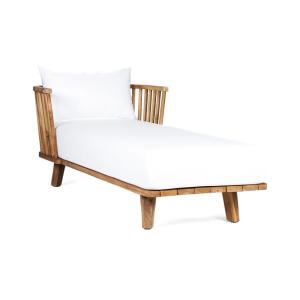 Cama de día de madera de teca marrón y blanco 200x80x70cm