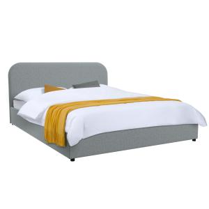 Cama de matrimonio 140x190 cm con cajón de tela gris