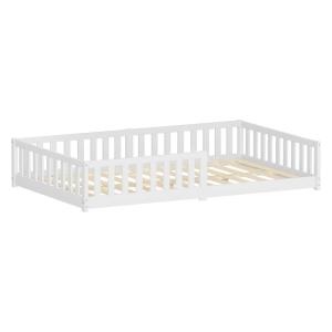 Cama de suelo infantil 120x200cm con colchón 16cm blanco ma…