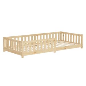 Cama de suelo infantil 90 x 200 cm natural madera maciza de…