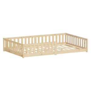 Cama de suelo infantil doble 120x200 cm natural madera maci…