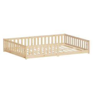 Cama de suelo infantil doble 140x200 cm natural madera maci…