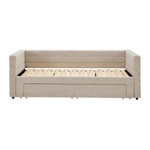 Cama diván poliéster beige 2 x 80 x 200 cm