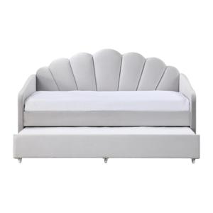 Cama diván terciopelo gris claro 90 x 190 cm