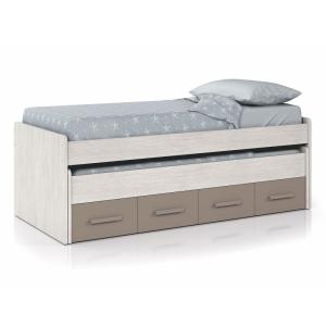 Cama doble juvenil ares melamina, blanco, 198 x 69 x 96cm