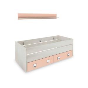 Cama doble juvenil con estante melamina, blanco, 200 x 69 x…