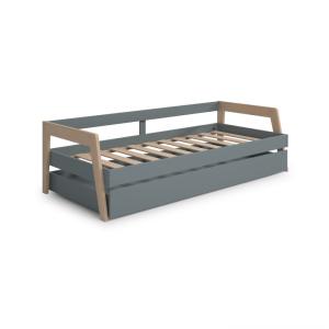 Cama doble juvenil Haze madera Verde Salvia - Oak Soft