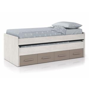 Cama doble juvenil melamina, blanco, 198 x 69 x 96cm