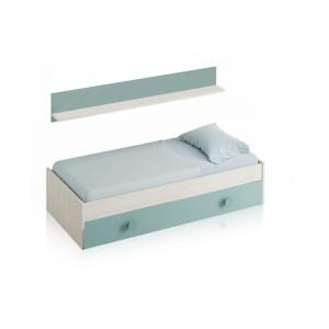 Cama doble juvenil melamina, blanco, 201 x 43 x 98