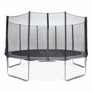 Cama elástica con red de protección de 460cm, gris
