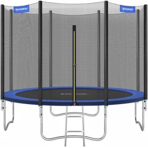 Cama elástica de 305 cm con red de seguridad de color azul