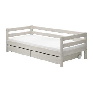 Cama individual 2 cajones pino macizo blanco 90x200cm