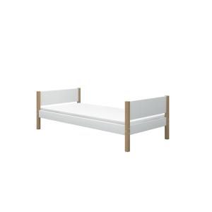 Cama individual 200 x 90 cm en mdf blanco y roble macizo na…