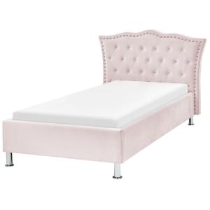 Cama individual de tejido rosa 90x200