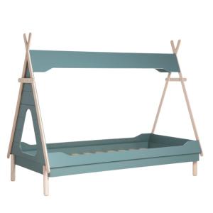 Cama individual efecto madera verde eucalipto 203x164 cm