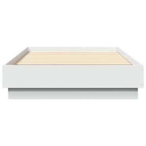 Cama individual  estructura de cama con led madera blanco 9…