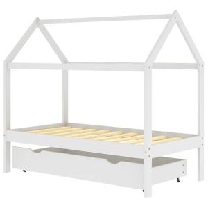 Cama individual infantil cajón madera pino blanco 80x160 cm